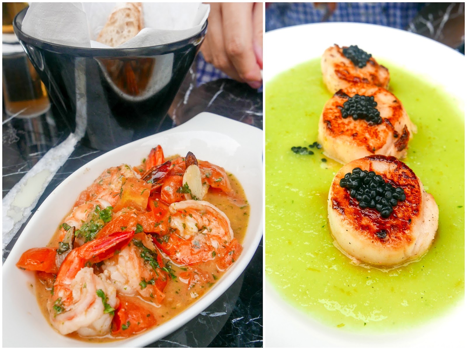 8. Supperclub - prawns with tomato sauce & scallops with jalapeno salsa
