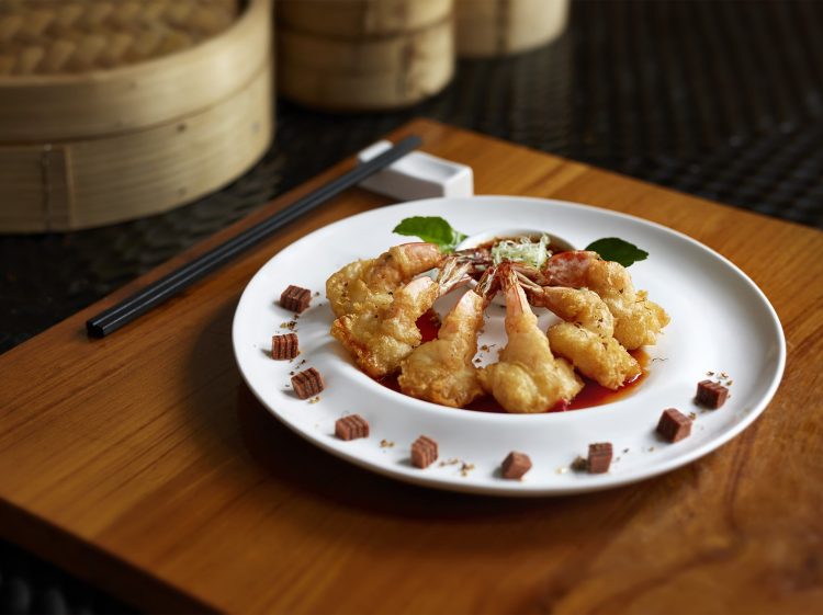 CNY2018_TheWestinKL_Deep Fried Prawn with Hawthorn Sauce topped with Osmanthus-min