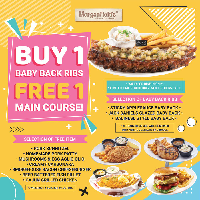 Morganfield's Baby Back Ribs 'Buy 1 FREE 1' Deal