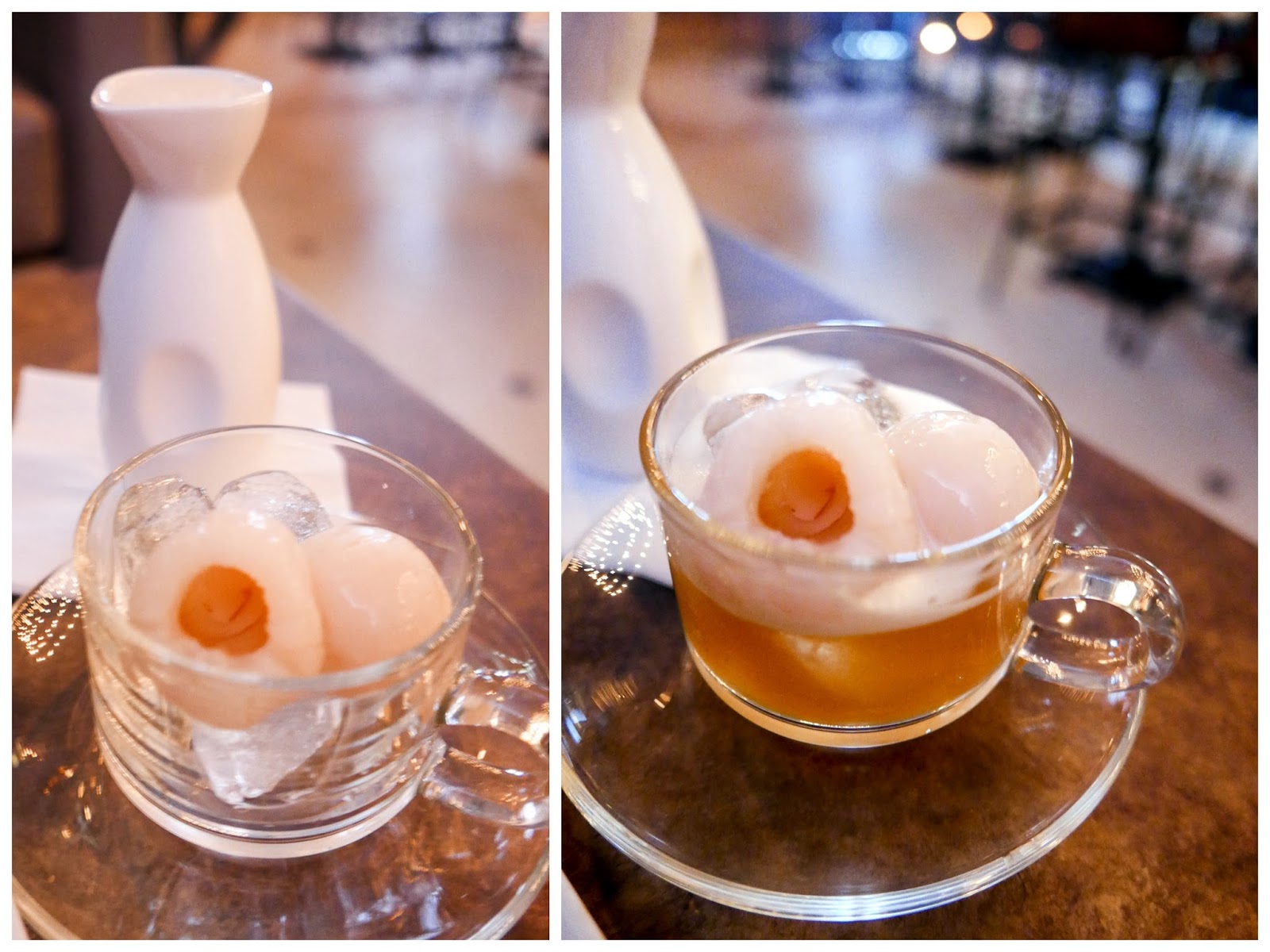 4. Vodka infused with Tie Guan Yin Chinese oolong tea, poured over with sake & rounded out with whole lychees