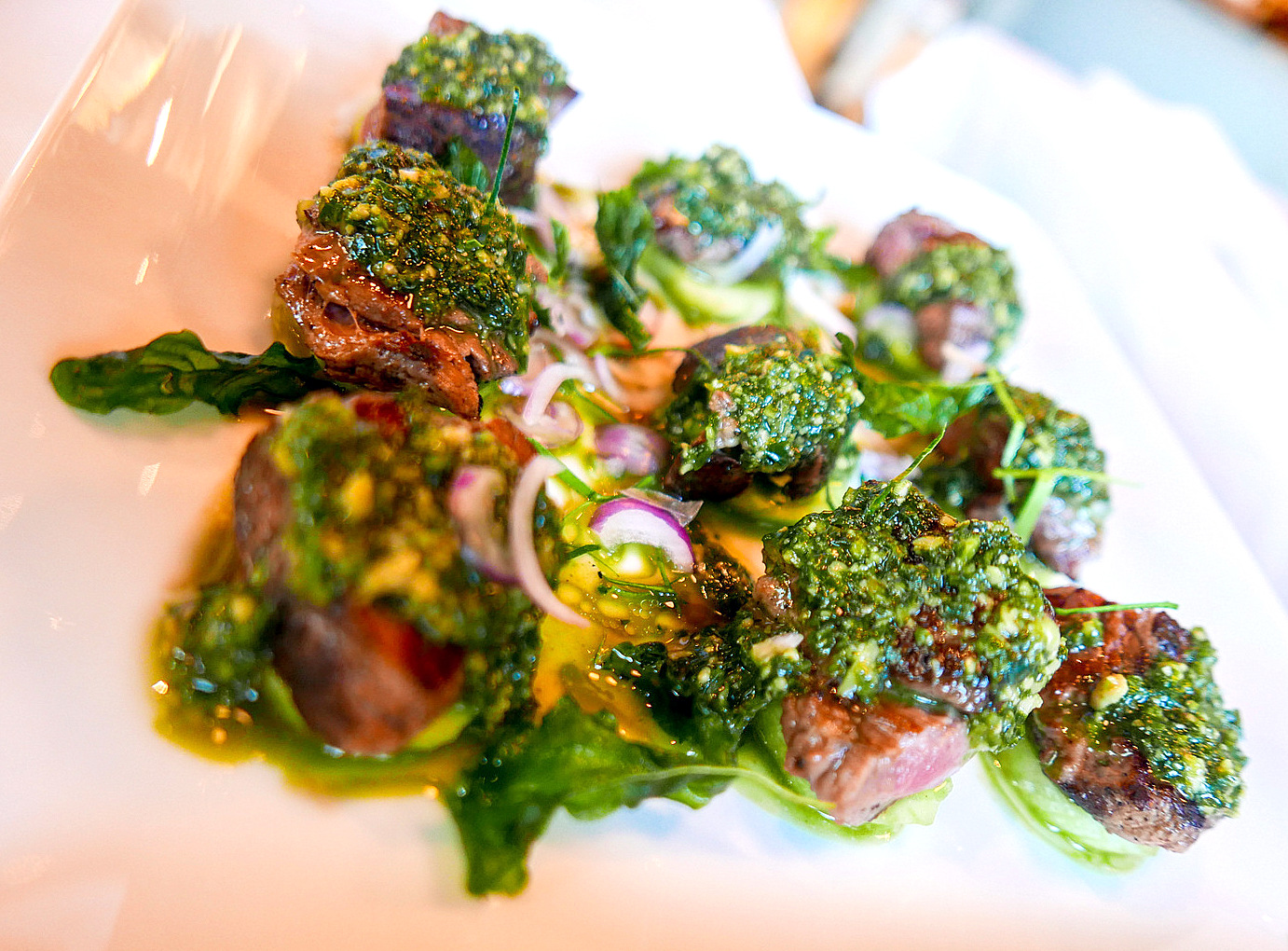 10. Weeping Tiger (beef steak) with spicy pesto